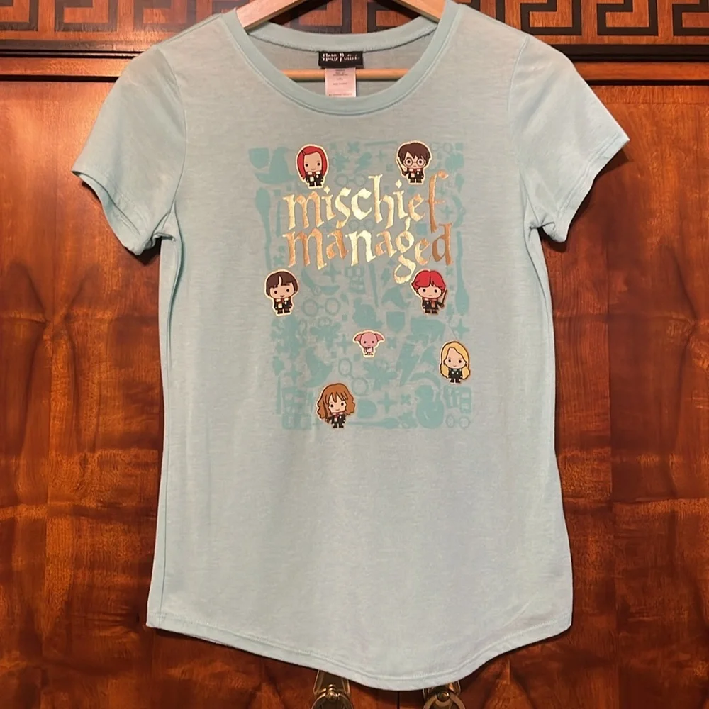 Harry Potter girls short sleeve tee junior size L/XL good condition light blue - Picture 7 of 12